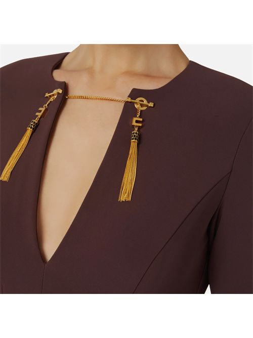 Abito in crêpe leggero con catena gioiello ELISABETTA FRANCHI | AB80557E2/EA4